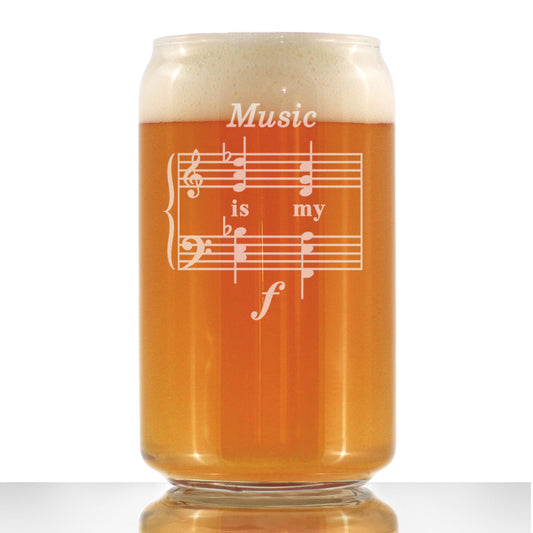 Music Is My Forte - Beer Can Pint Glass - Funny Musician Gifts and Musical Accessories - 16 oz Glasses