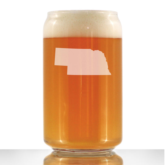 Nebraska State Outline Beer Can Pint Glass - State Themed Drinking Decor and Gifts for Nebraskan Women & Men - 16 Oz Glasses