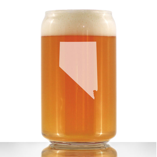 Nevada State Outline Beer Can Pint Glass - State Themed Drinking Decor and Gifts for Nevadan Women & Men - 16 Oz Glasses