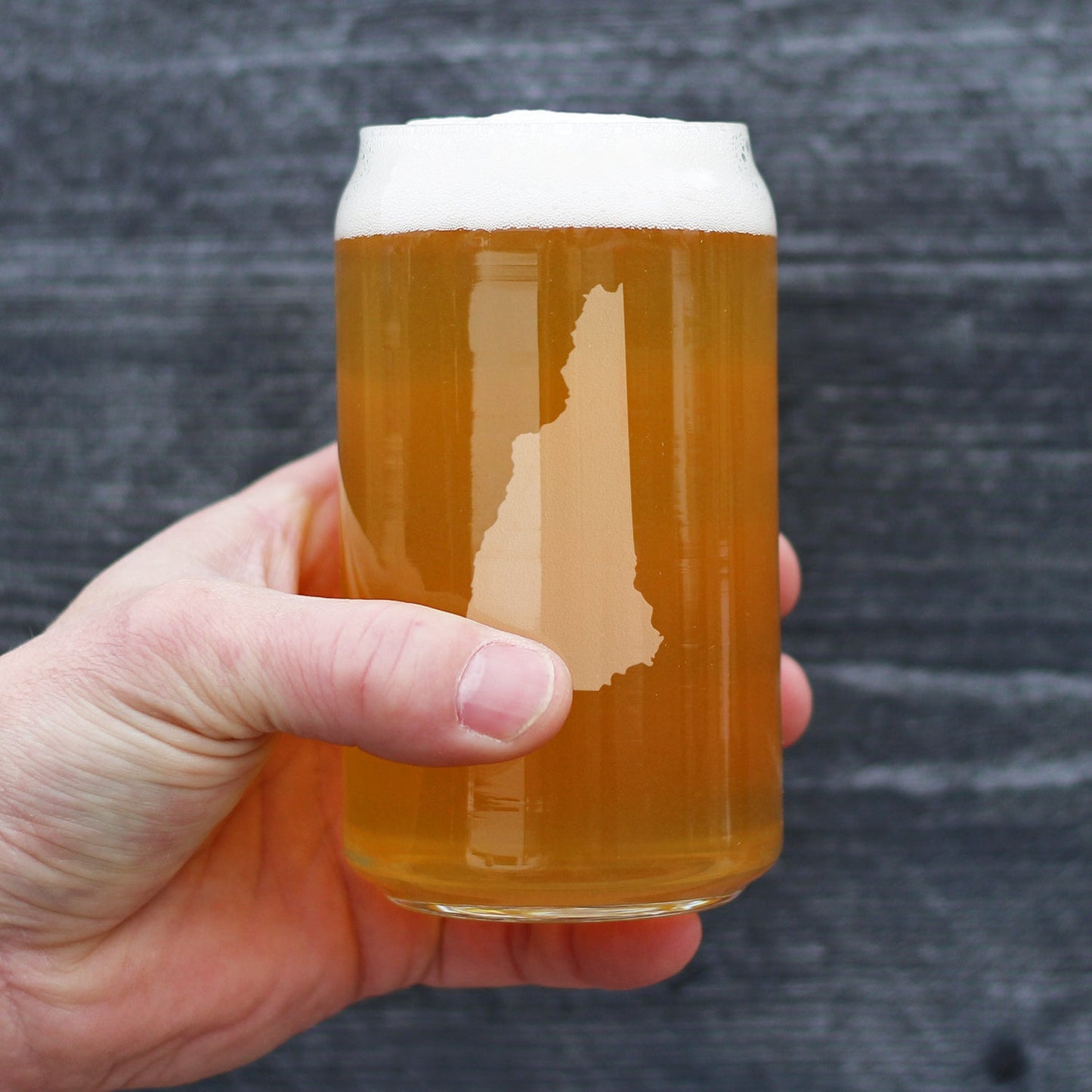New Hampshire State Outline Beer Can Pint Glass - State Themed Drinking Decor and Gifts for New Hampshirite Women & Men - 16 Oz Glasses