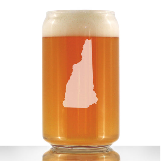 New Hampshire State Outline Beer Can Pint Glass - State Themed Drinking Decor and Gifts for New Hampshirite Women & Men - 16 Oz Glasses
