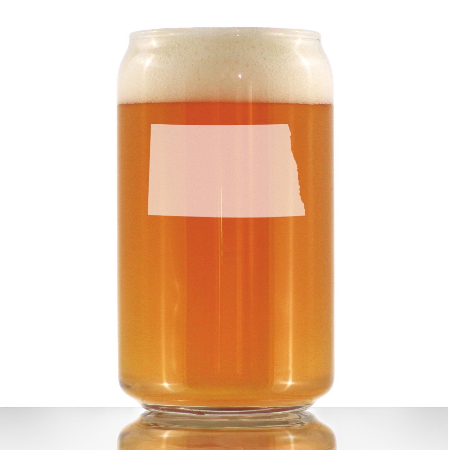 North Dakota State Outline Beer Can Pint Glass - State Themed Drinking Decor and Gifts for North Dakotan Women & Men - 16 Oz Glasses
