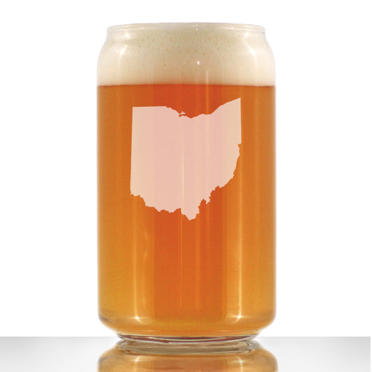 Ohio State Outline Beer Can Pint Glass - State Themed Drinking Decor and Gifts for Ohioan Women & Men - 16 Oz Glasses