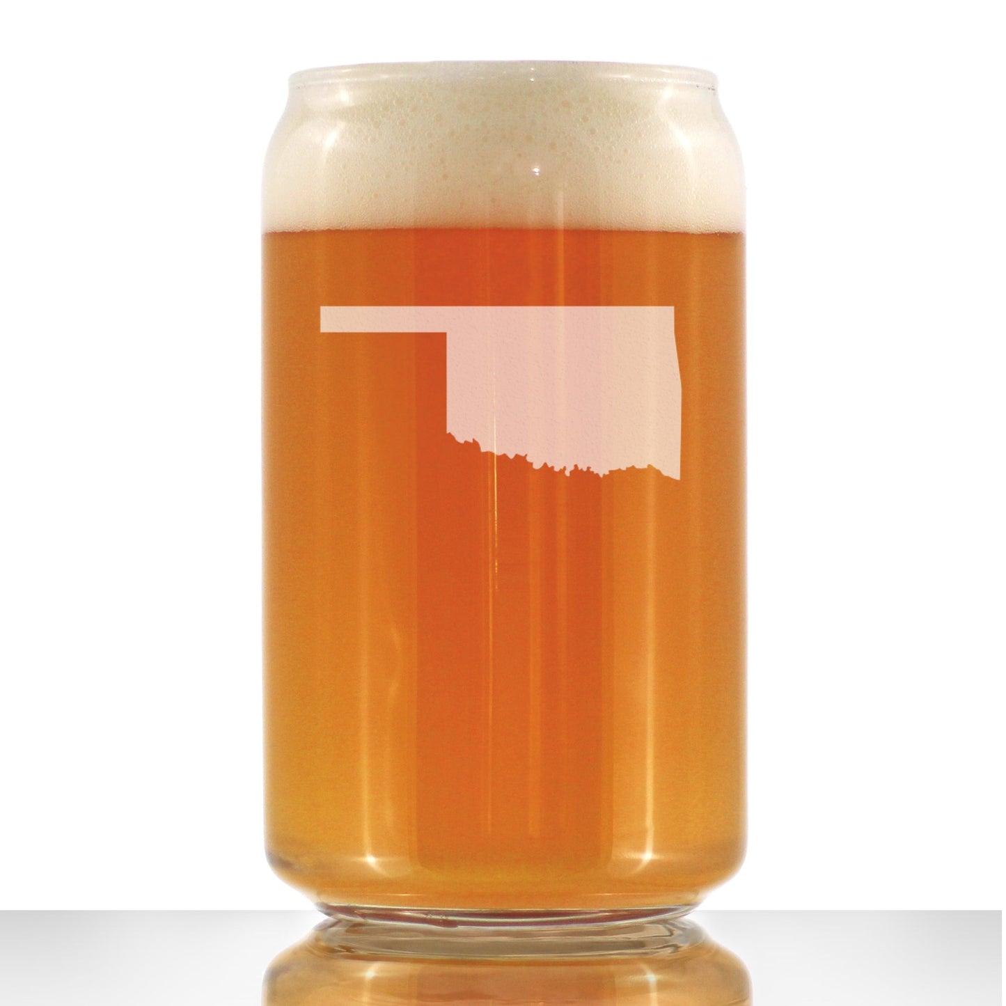 Oklahoma State Outline Beer Can Pint Glass - State Themed Drinking Decor and Gifts for Oklahoman Women & Men - 16 Oz Glasses