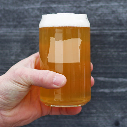 Oregon State Outline Beer Can Pint Glass - State Themed Drinking Decor and Gifts for Oregonian Women & Men - 16 Oz Glasses
