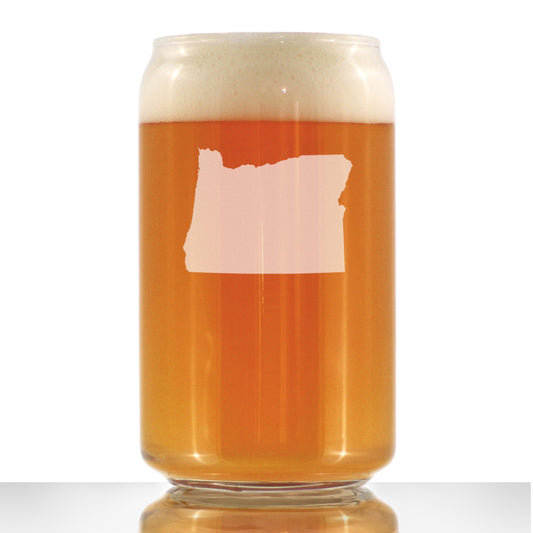 Oregon State Outline Beer Can Pint Glass - State Themed Drinking Decor and Gifts for Oregonian Women & Men - 16 Oz Glasses