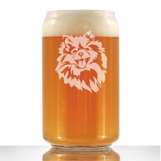 Pomeranian Face Beer Can Pint Glass - Unique Dog Themed Decor and Gifts for Moms & Dads of Pomeranians - 16 Oz