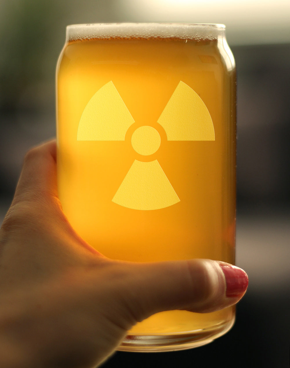 Radiation Symbol Beer Can Shaped Pint Glass - Unique Engraved Gifts for Medical Professionals, Nurses & Radiologists