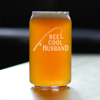 Reel Cool Husband - Beer Can Pint Glass - Funny Fishing Gifts for Fisherman Husbands - Fun Fish 16 oz Cups