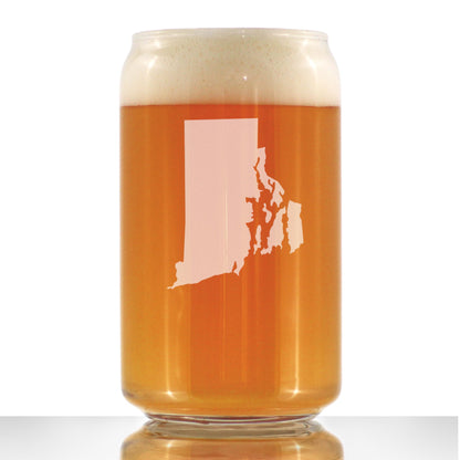 Rhode Island State Outline Beer Can Pint Glass - State Themed Drinking Decor and Gifts for Rhode Islander Women & Men - 16 Oz Glasses