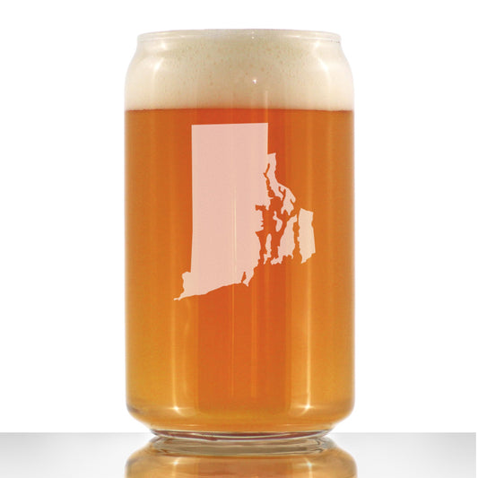 Rhode Island State Outline Beer Can Pint Glass - State Themed Drinking Decor and Gifts for Rhode Islander Women & Men - 16 Oz Glasses