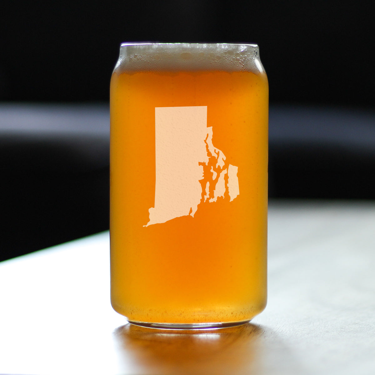 Rhode Island State Outline Beer Can Pint Glass - State Themed Drinking Decor and Gifts for Rhode Islander Women & Men - 16 Oz Glasses