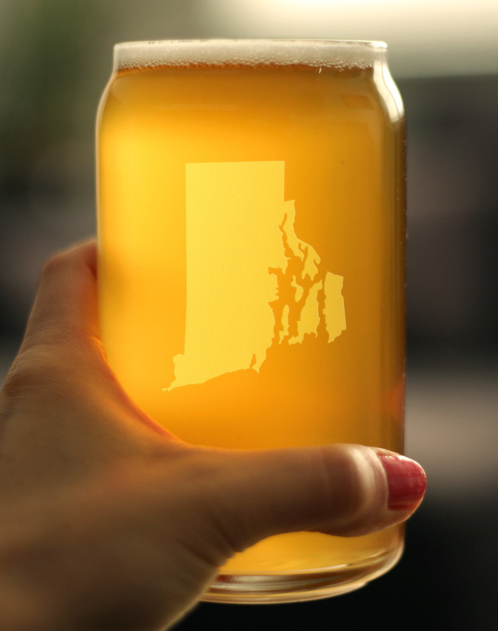 Rhode Island State Outline Beer Can Pint Glass - State Themed Drinking Decor and Gifts for Rhode Islander Women & Men - 16 Oz Glasses