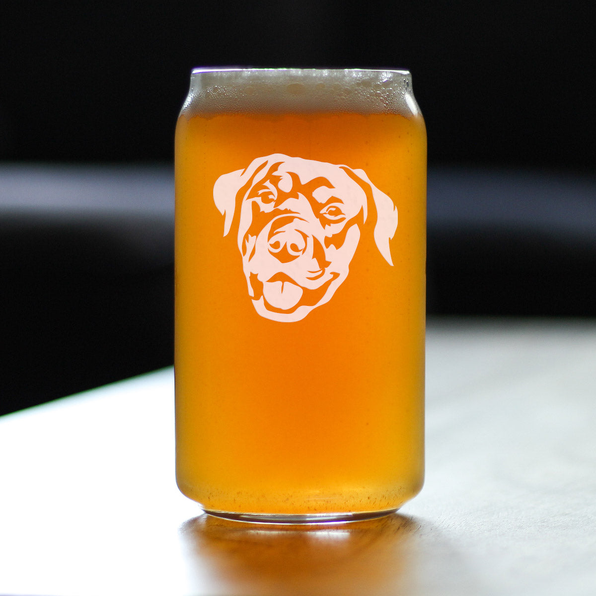 Happy Rottweiler - Beer Can Pint Glass - Fun Unique Rottweiler Themed Dog Gifts and Party Decor for Women and Men - 16 oz