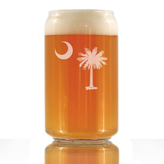 South Carolina Flag Beer Can Pint Glass - State Themed Drinking Decor and Gifts for South Carolinian Women & Men - 16 Oz Glasses