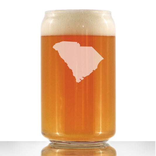 South Carolina State Outline Beer Can Pint Glass - State Themed Drinking Decor and Gifts for South Carolinian Women & Men - 16 Oz Glasses