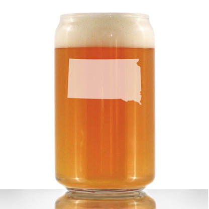 South Dakota State Outline Beer Can Pint Glass - State Themed Drinking Decor and Gifts for South Dakotan Women & Men - 16 Oz Glasses