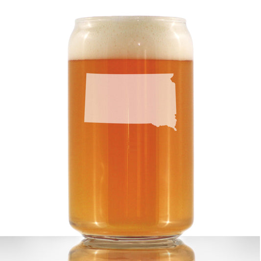 South Dakota State Outline Beer Can Pint Glass - State Themed Drinking Decor and Gifts for South Dakotan Women & Men - 16 Oz Glasses