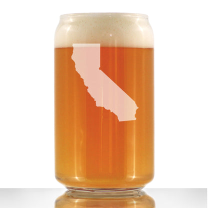 California State Outline Beer Can Pint Glass - State Themed Drinking Decor and Gifts for Californian Women & Men - 16 Oz Glasses