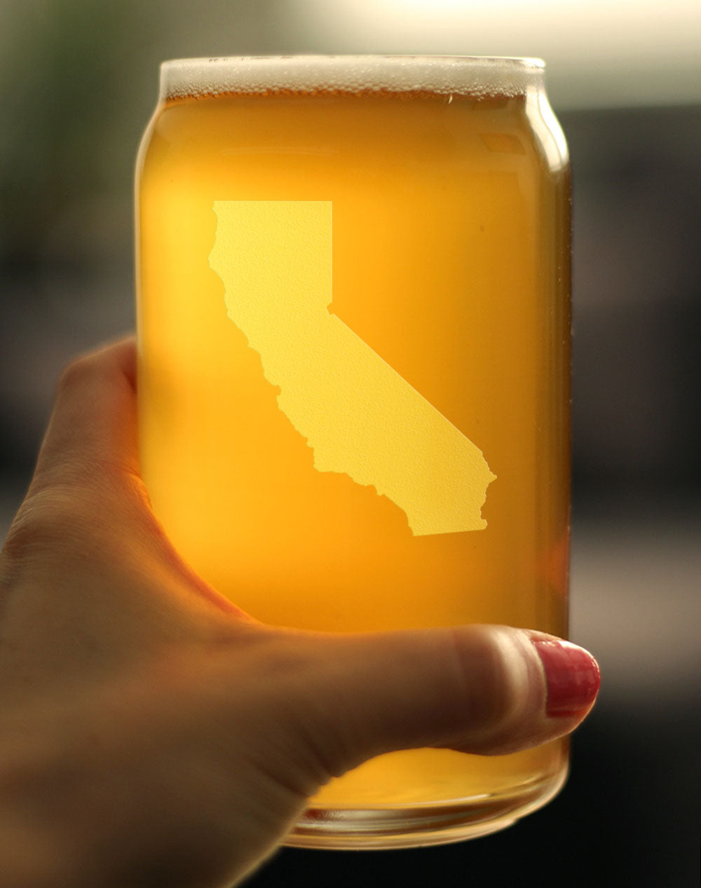 California State Outline Beer Can Pint Glass - State Themed Drinking Decor and Gifts for Californian Women & Men - 16 Oz Glasses