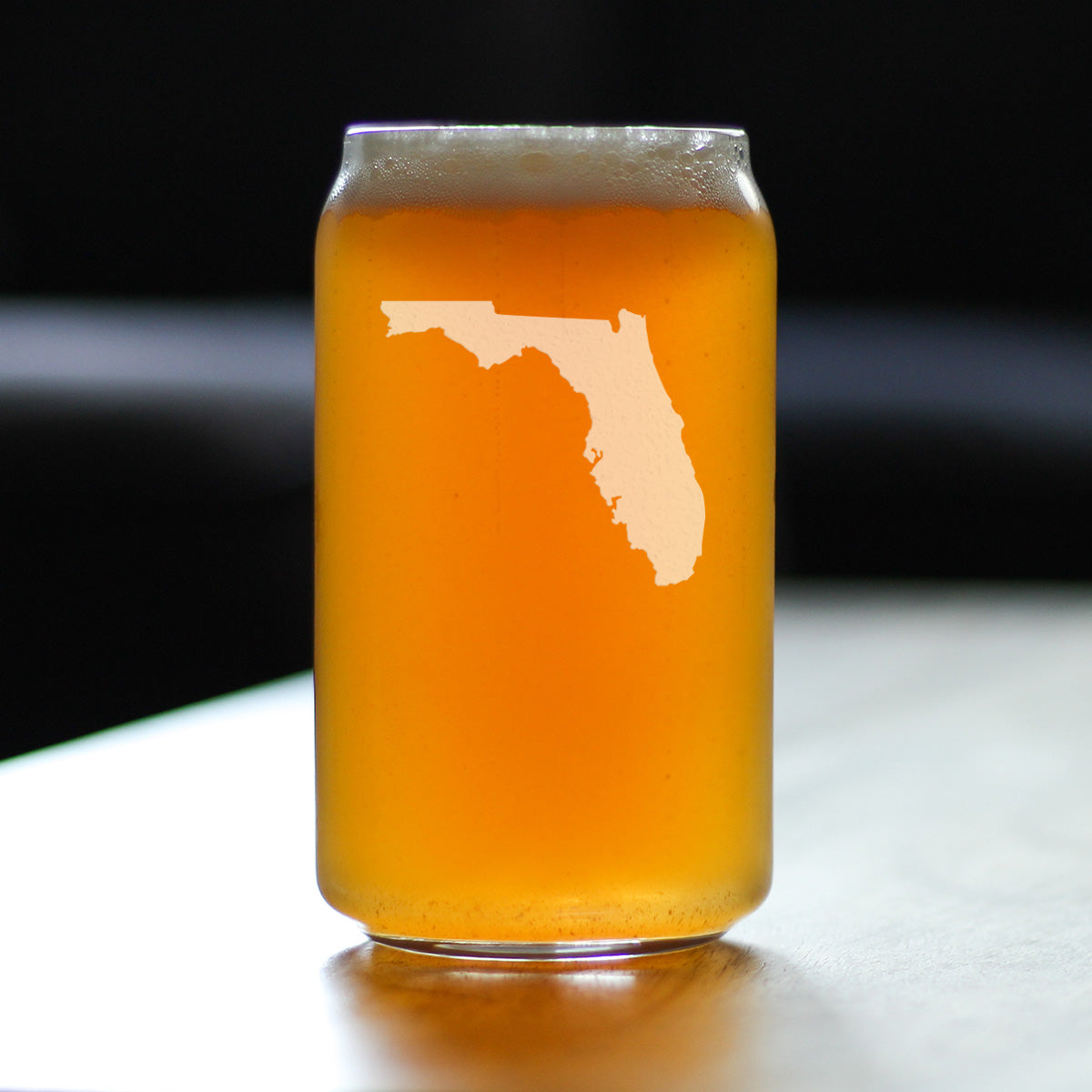 Florida State Outline Beer Can Pint Glass - State Themed Drinking Decor and Gifts for Floridian Women & Men - 16 Oz Glasses