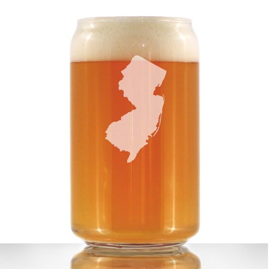 New Jersey State Outline Beer Can Pint Glass - State Themed Drinking Decor and Gifts for New Jerseyan Women & Men - 16 Oz Glasses