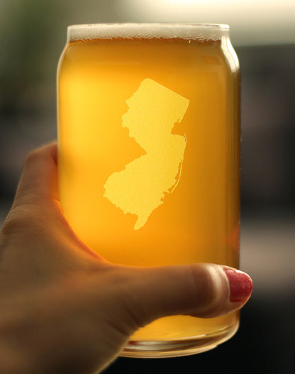 New Jersey State Outline Beer Can Pint Glass - State Themed Drinking Decor and Gifts for New Jerseyan Women & Men - 16 Oz Glasses