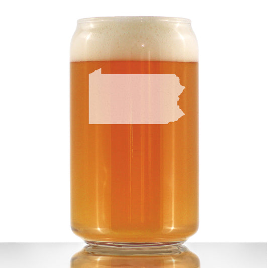 Pennsylvania State Outline Beer Can Pint Glass - State Themed Drinking Decor and Gifts for Pennsylvanian Women & Men - 16 Oz Glasses