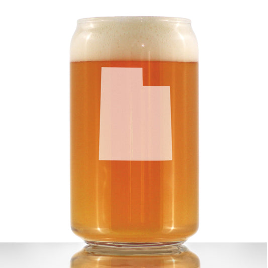 Utah State Outline Beer Can Pint Glass - State Themed Drinking Decor and Gifts for Utahn Women & Men - 16 Oz Glasses