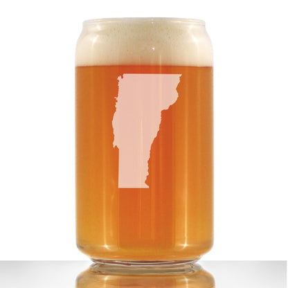 Vermont State Outline Beer Can Pint Glass - State Themed Drinking Decor and Gifts for Vermonter Women & Men - 16 Oz Glasses