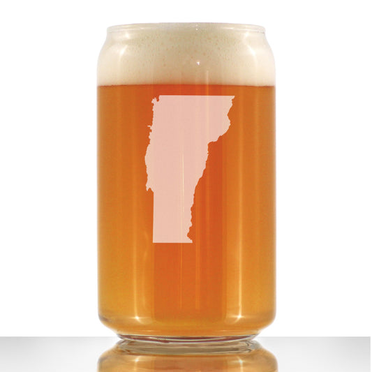 Vermont State Outline Beer Can Pint Glass - State Themed Drinking Decor and Gifts for Vermonter Women & Men - 16 Oz Glasses