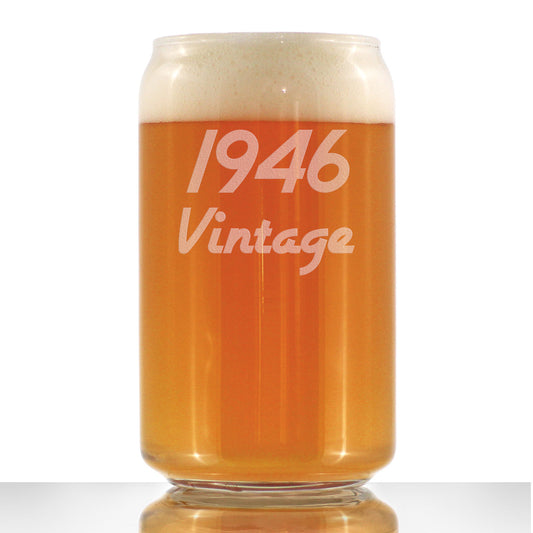 Vintage 1946 - Beer Can Pint Glass - 79th Birthday Gifts for Men or Women Turning 79 - Fun Bday Party Decor - 16 oz
