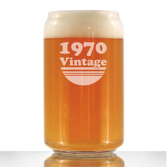 Vintage 1970 - Beer Can Pint Glass - 55th Birthday Gifts for Men or Women Turning 54 - Fun Bday Party Decor - 16 oz