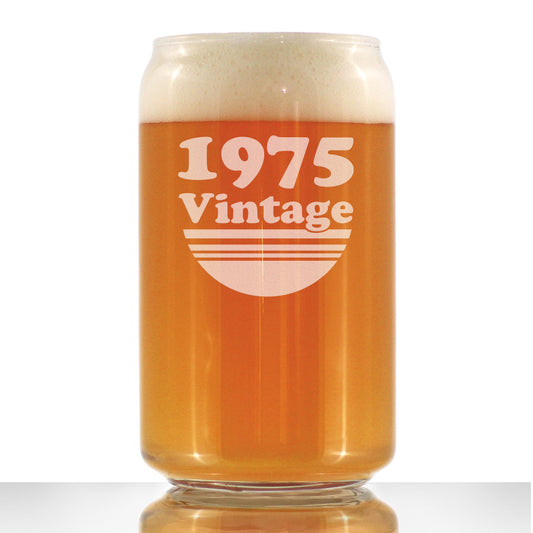 Vintage 1975 - Beer Can Pint Glass - 50th Birthday Gifts for Men or Women Turning 50 - Fun Bday Party Decor - 16 oz