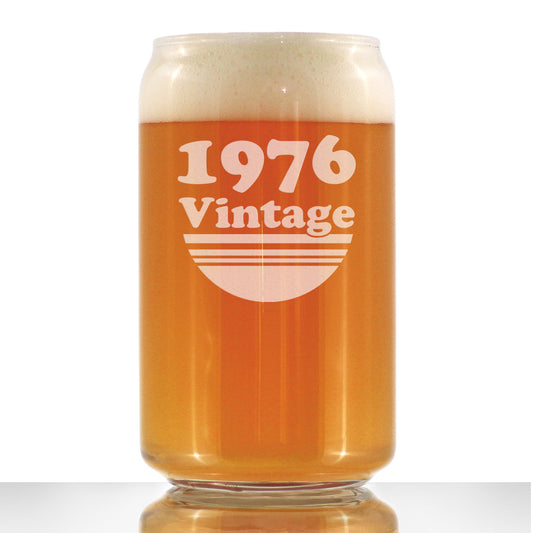 Vintage 1976 - Beer Can Pint Glass - 49th Birthday Gifts for Men or Women Turning 49 - Fun Bday Party Decor - 16 oz