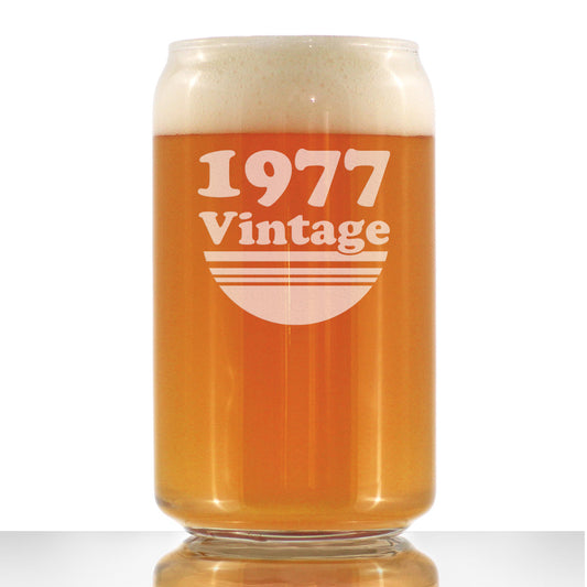 Vintage 1977 - Beer Can Pint Glass - 48th Birthday Gifts for Men or Women Turning 48 - Fun Bday Party Decor - 16 oz