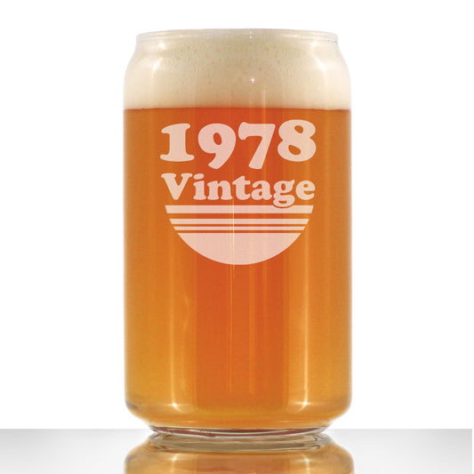 Vintage 1978 - Beer Can Pint Glass - 47th Birthday Gifts for Men or Women Turning 47 - Fun Bday Party Decor - 16 oz