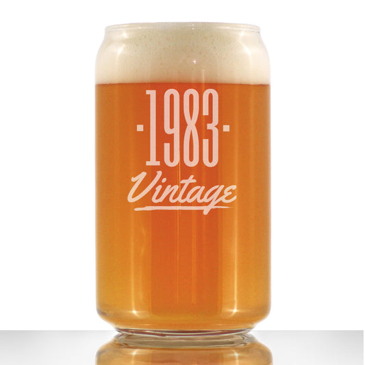Vintage 1983 - Beer Can Pint Glass - 42nd Birthday Gifts for Men or Women Turning 42 - Fun Bday Party Decor - 16 oz