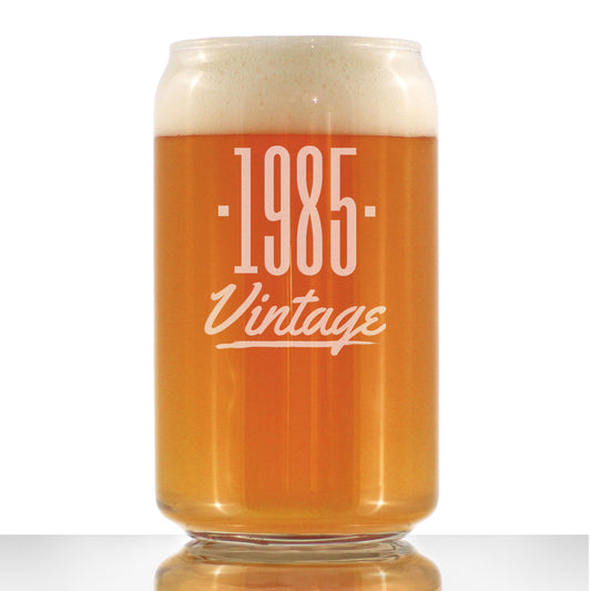 Vintage 1985 - Beer Can Pint Glass - 40th Birthday Gifts for Men or Women Turning 40 - Fun Bday Party Decor - 16 oz