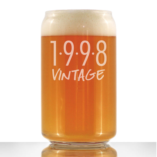 Vintage 1998 - Beer Can Pint Glass - 27th Birthday Gifts for Men or Women Turning 27 - Fun Bday Party Decor - 16 oz