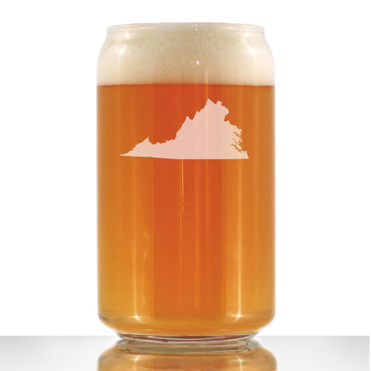 Virginia State Outline Beer Can Pint Glass - State Themed Drinking Decor and Gifts for Virginian Women & Men - 16 Oz Glasses