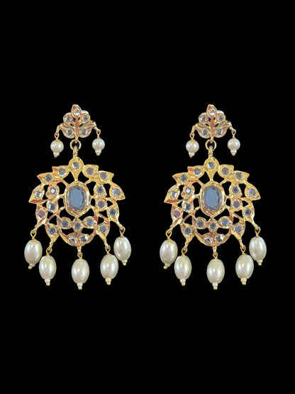 DER519 Farmana Hyderabadi gold plated earrings in pearls ( READY TO SHIP )