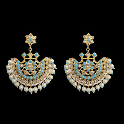 PS400 Turquoise / feroza hyderabadi pendant set with pearls ( READY TO SHIP  )