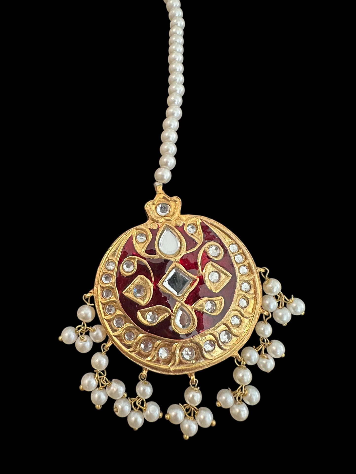 DJTK313 kundan and meenakari tika - Red ( READY TO SHIP )