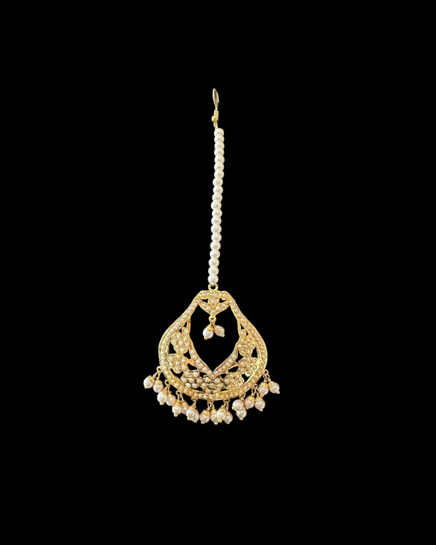 Jadau chandbali earrings tika in pearls ( READY TO SHIP )