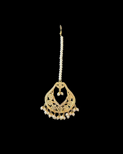 Jadau chandbali earrings tika in pearls ( READY TO SHIP )