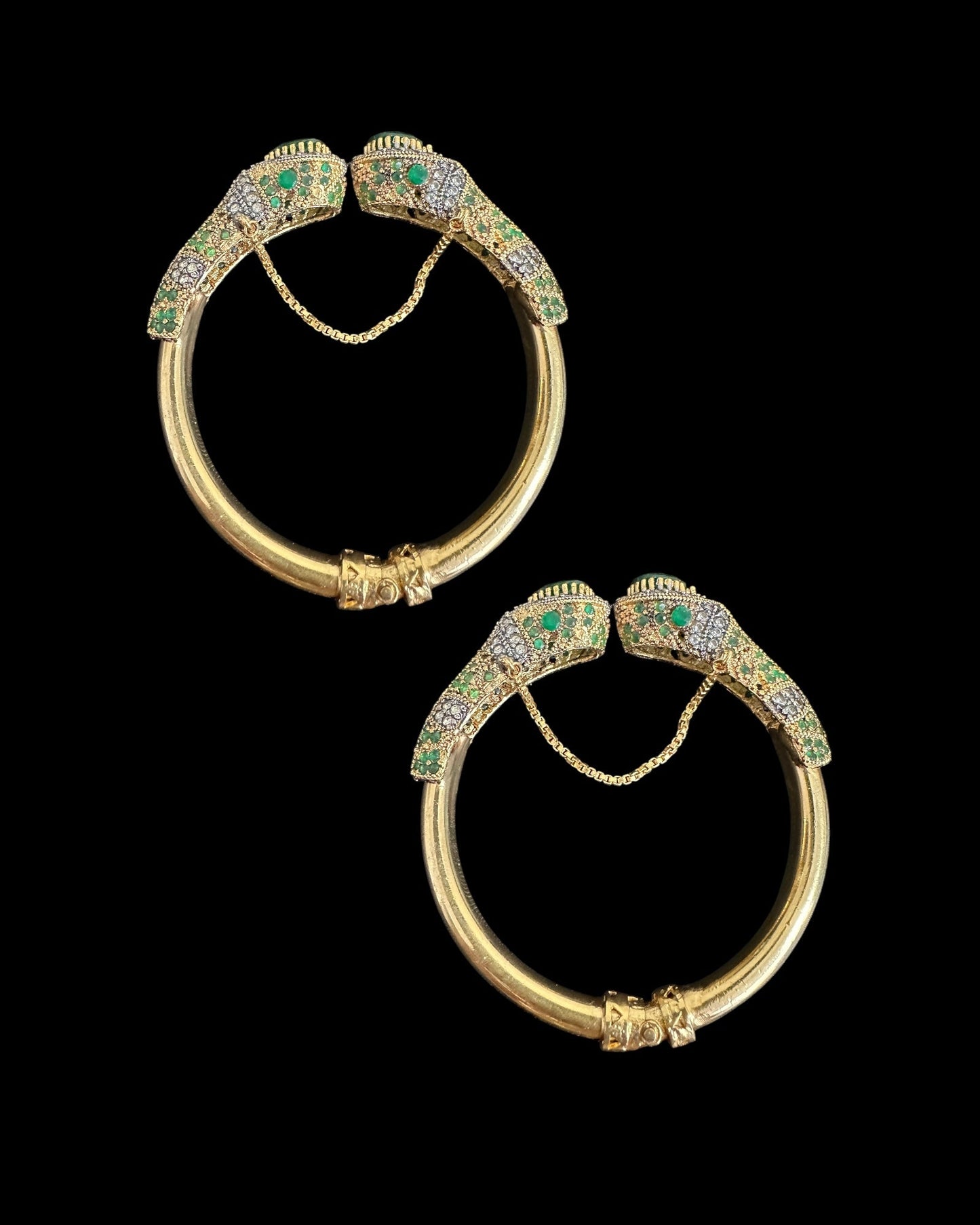 BG805 SALWA zircon bangles - Green openable ( SHIPS IN 4 WEEKS )