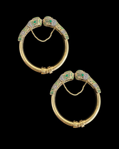 BG805 SALWA zircon bangles - Green openable ( SHIPS IN 4 WEEKS )