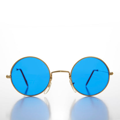 Round Circle Sunglass with Blue Tinted Lens - Benji