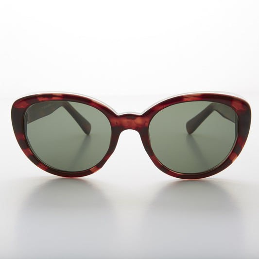 Round Cat Eye Sunglass with Glass lens and Thick Frame - Betsy